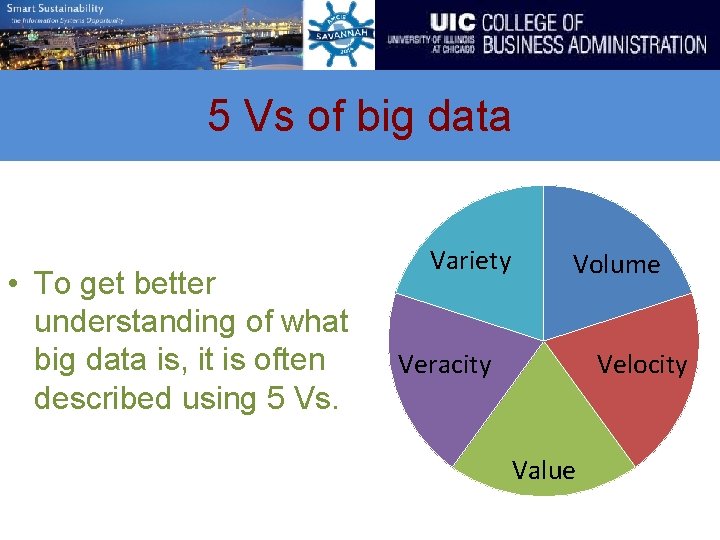 5 Vs of big data • To get better understanding of what big data