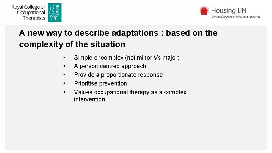 A new way to describe adaptations : based on the complexity of the situation