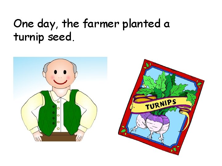 One day, the farmer planted a turnip seed. 