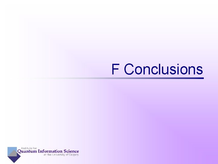 F Conclusions 