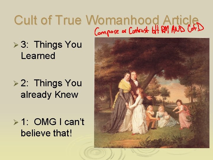 Cult of True Womanhood Article Ø 3: Things You Learned Ø 2: Things You