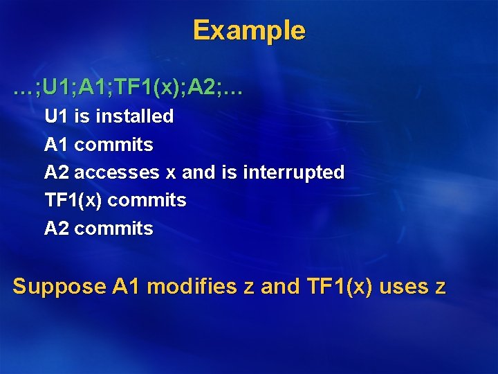 Example …; U 1; A 1; TF 1(x); A 2; … U 1 is