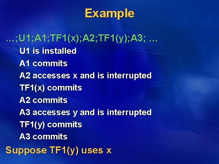 Example …; U 1; A 1; TF 1(x); A 2; TF 1(y); A 3;