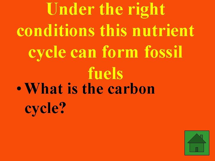 Under the right conditions this nutrient cycle can form fossil fuels • What is