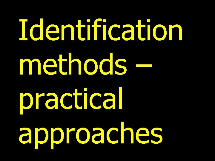 Identification methods – practical approaches 