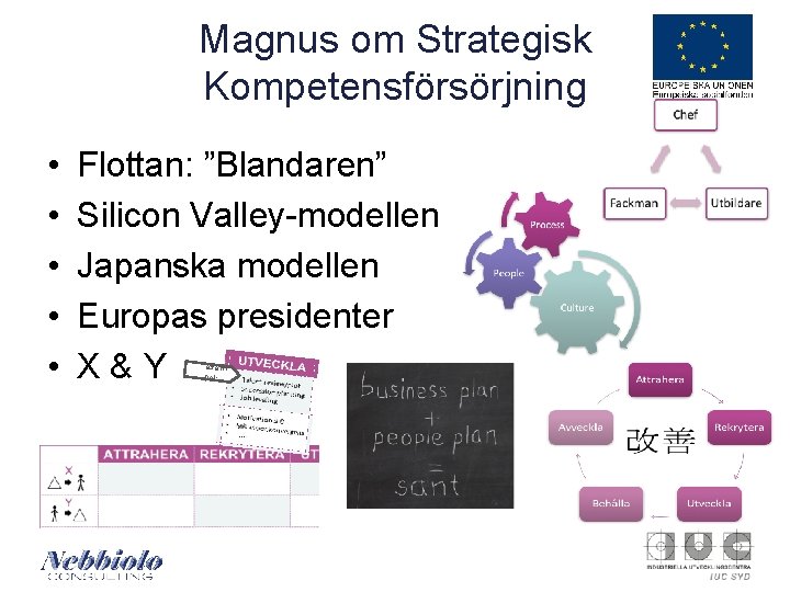 Magnus om Strategisk Kompetensförsörjning • • • Flottan: ”Blandaren” Silicon Valley-modellen Japanska modellen Europas