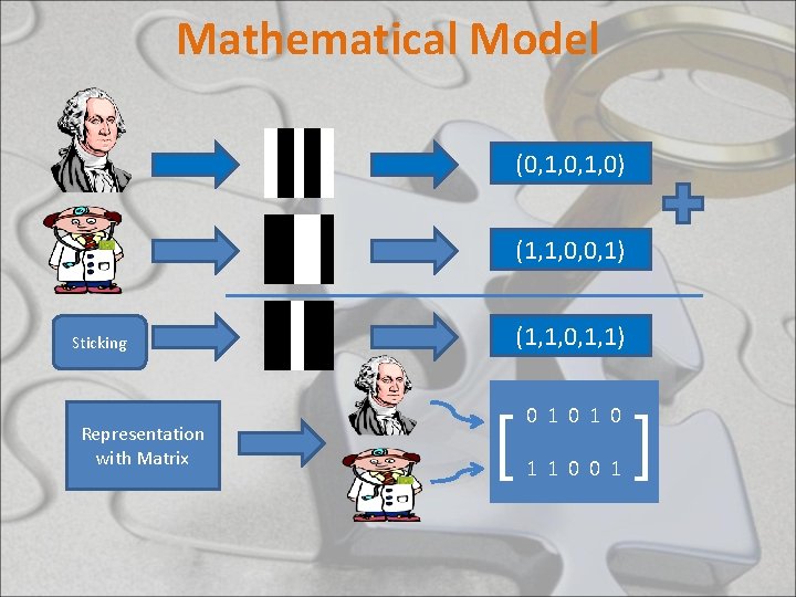 Mathematical Model (0, 1, 0) (1, 1, 0, 0, 1) Sticking Representation with Matrix