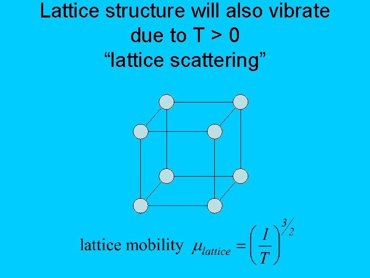 Lattice structure will also vibrate due to T > 0 “lattice scattering” 