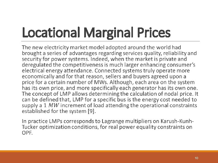 Locational Marginal Prices 10 