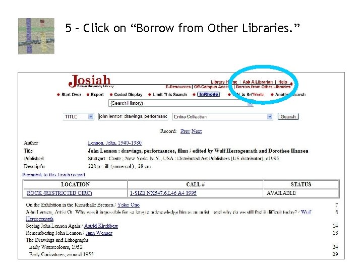 5 – Click on “Borrow from Other Libraries. ” 10 