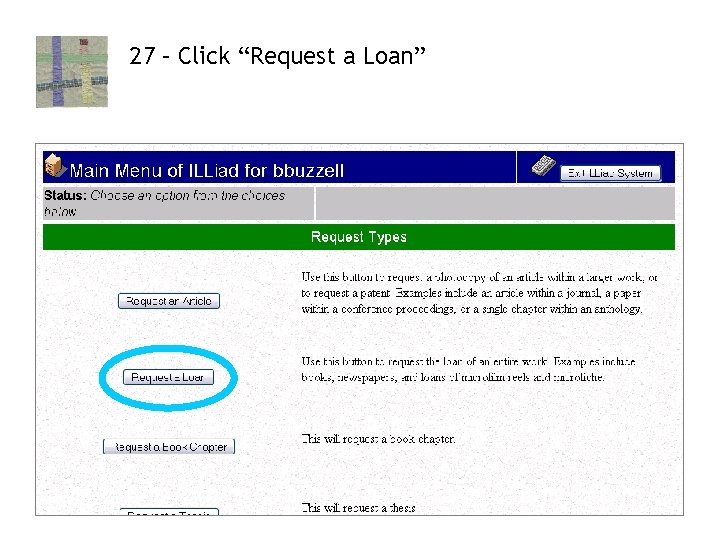 27 – Click “Request a Loan” 22 