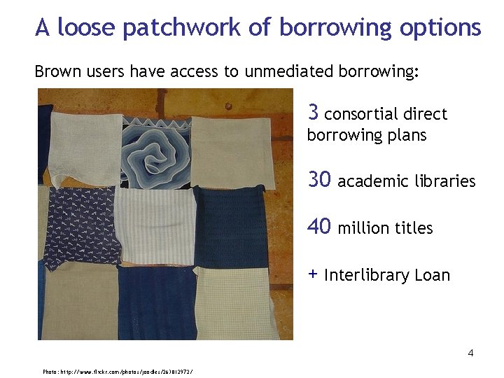 A loose patchwork of borrowing options Brown users have access to unmediated borrowing: 3