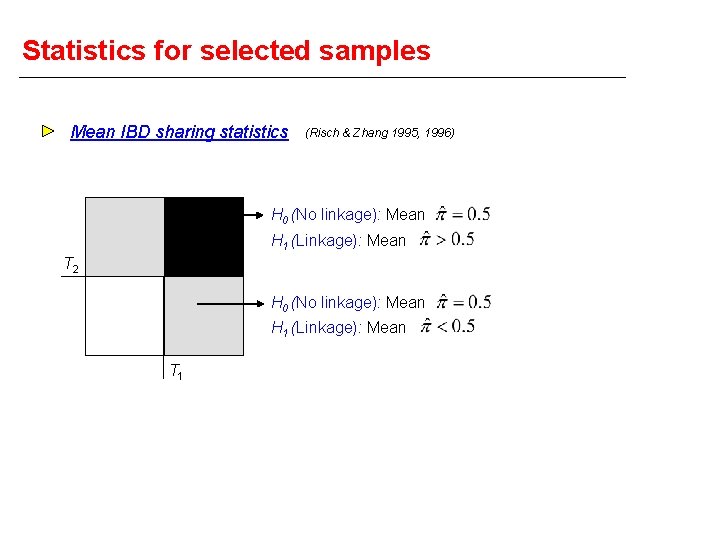 Statistics for selected samples Mean IBD sharing statistics (Risch & Zhang 1995, 1996) H