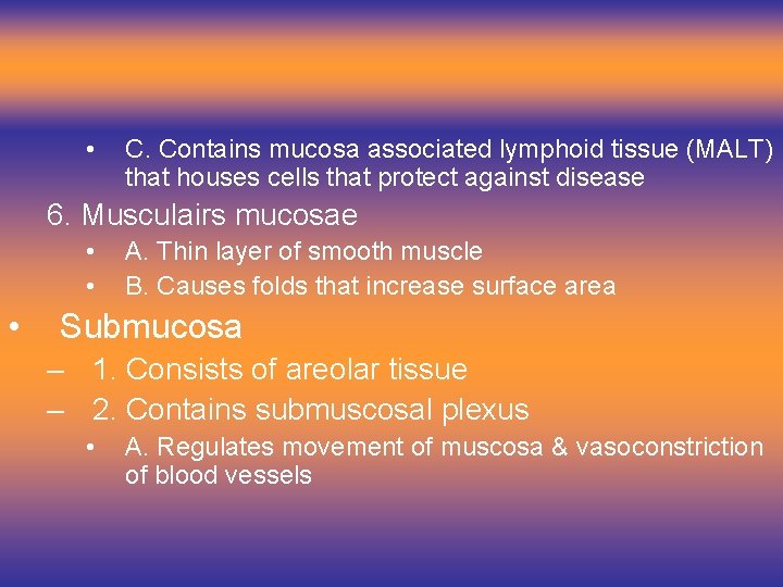  • C. Contains mucosa associated lymphoid tissue (MALT) that houses cells that protect