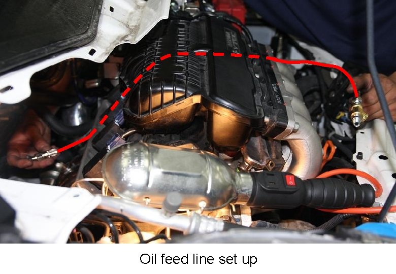 Oil feed line set up 