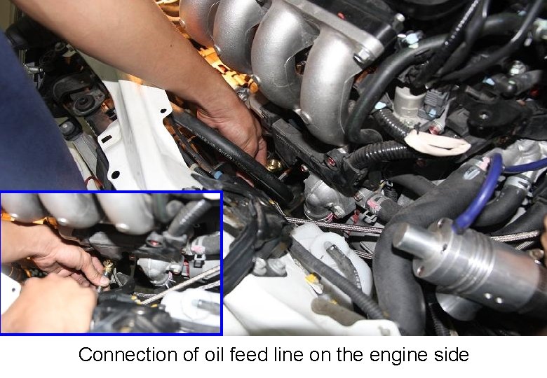 Connection of oil feed line on the engine side 