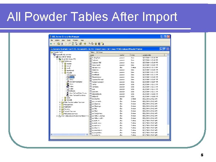 All Powder Tables After Import 5 All Powder Tables After Import 5
