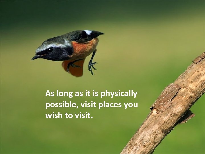 As long as it is physically possible, visit places you wish to visit. 