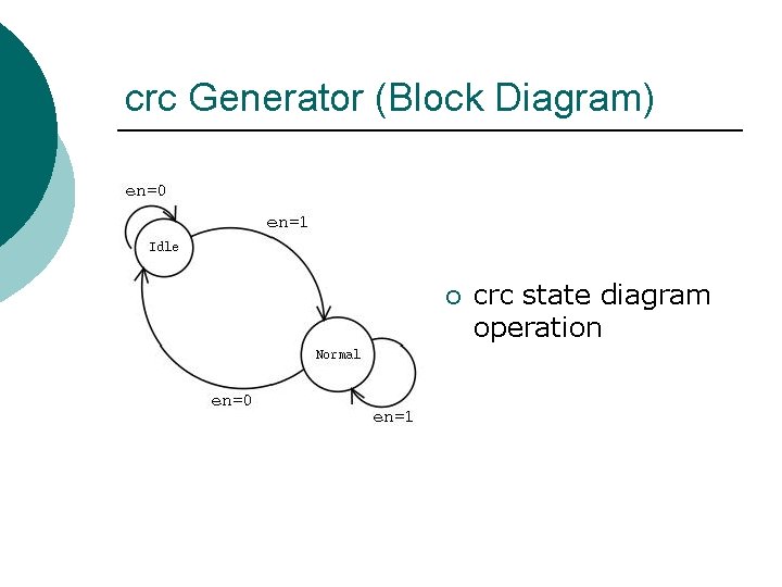 crc Generator (Block Diagram) ¡ crc state diagram operation crc Generator (Block Diagram) ¡ crc state diagram operation