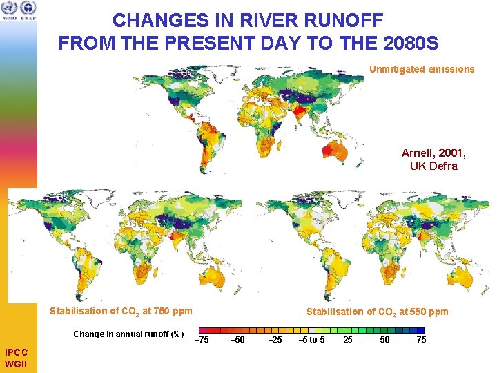CHANGES IN RIVER RUNOFF FROM THE PRESENT DAY TO THE 2080 S Unmitigated emissions