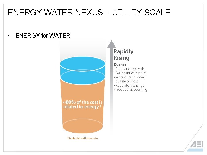 ENERGY: WATER NEXUS – UTILITY SCALE • ENERGY for WATER 