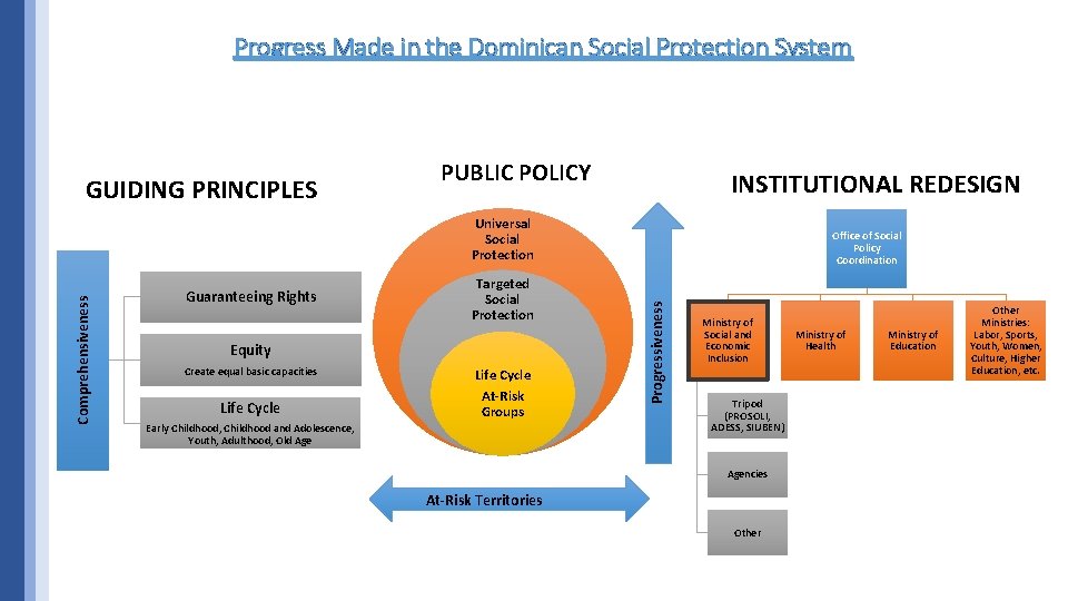 Progress Made in the Dominican Social Protection System GUIDING PRINCIPLES PUBLIC POLICY INSTITUTIONAL REDESIGN