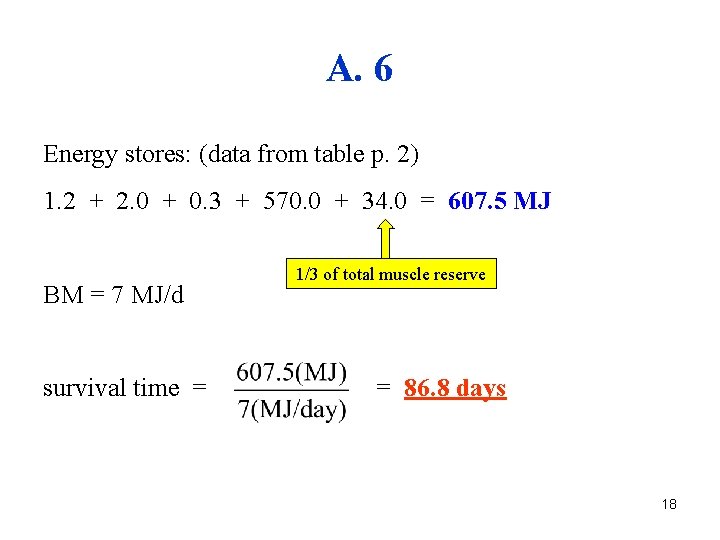 A. 6 Energy stores: (data from table p. 2) 1. 2 + 2. 0