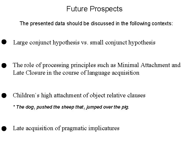 Future Prospects The presented data should be discussed in the following contexts: Large conjunct