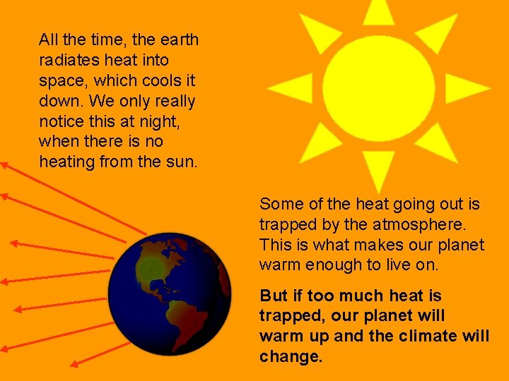 All the time, the earth radiates heat into space, which cools it down. We