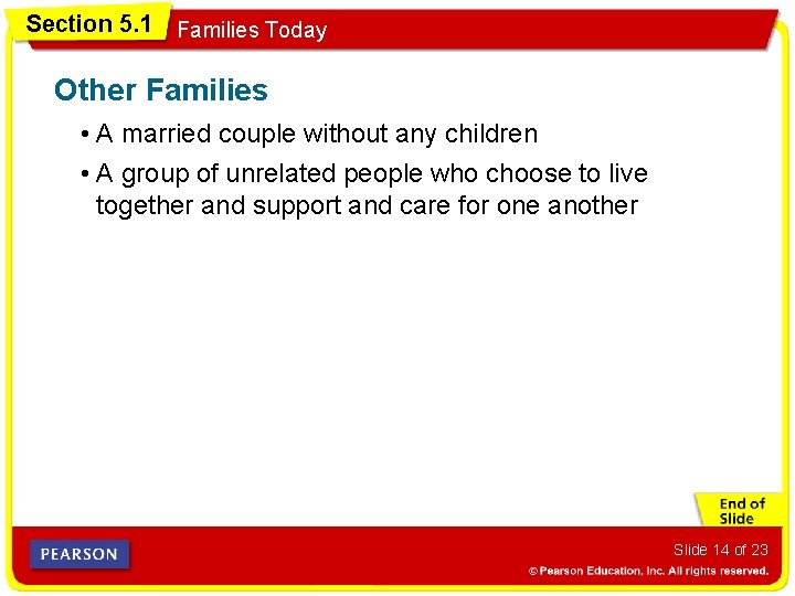 Section 5. 1 Families Today Other Families • A married couple without any children