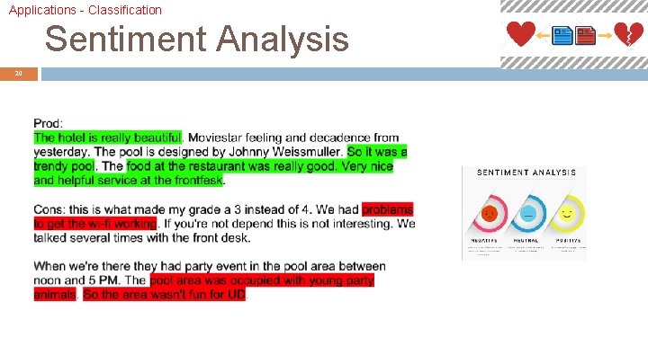 Applications - Classification Sentiment Analysis 20 