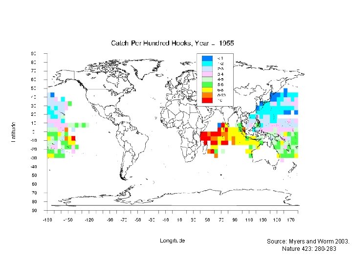 Source: Myers and Worm 2003. Nature 423: 280 -283 