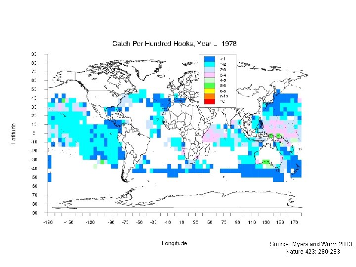 Source: Myers and Worm 2003. Nature 423: 280 -283 