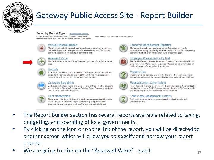 Gateway Public Access Site - Report Builder • • • The Report Builder section