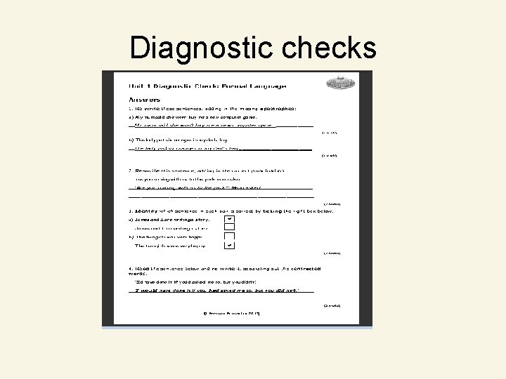 Diagnostic checks 