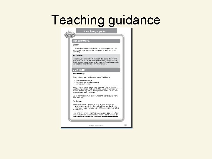 Teaching guidance 