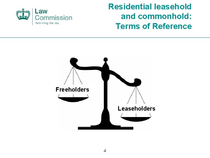 Residential leasehold and commonhold: Terms of Reference Freeholders Leaseholders 4 