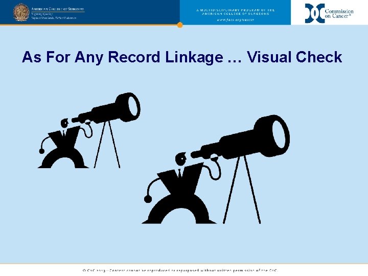 As For Any Record Linkage … Visual Check 