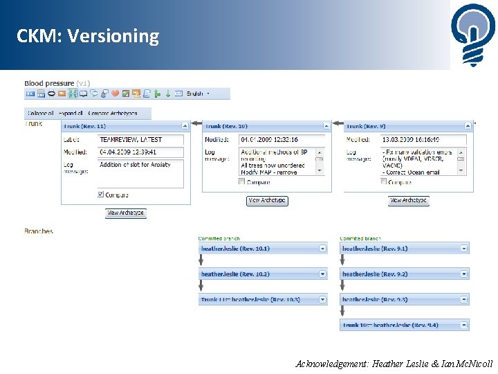 CKM: Versioning Acknowledgement: Heather Leslie & Ian Mc. Nicoll 