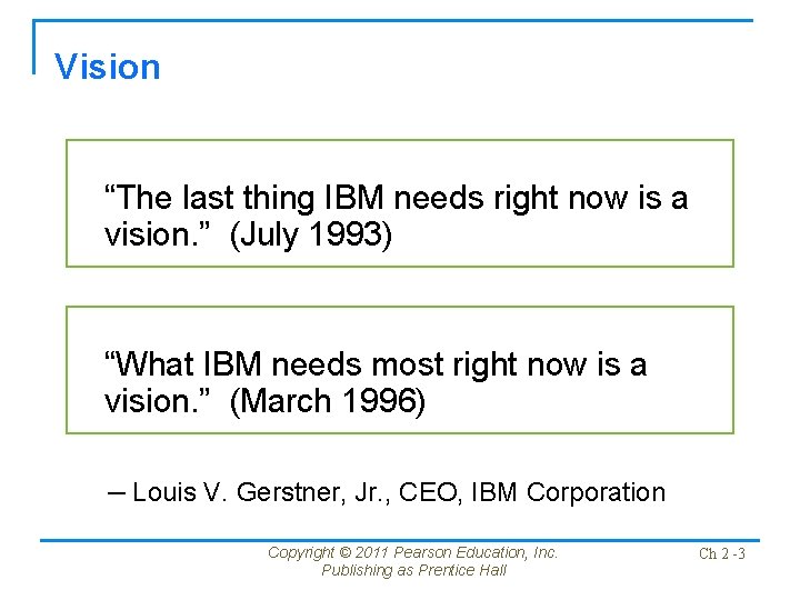 Vision “The last thing IBM needs right now is a vision. ” (July 1993)