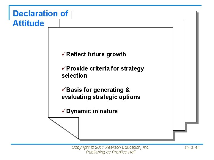 Declaration of Attitude üReflect future growth üProvide criteria for strategy selection üBasis for generating