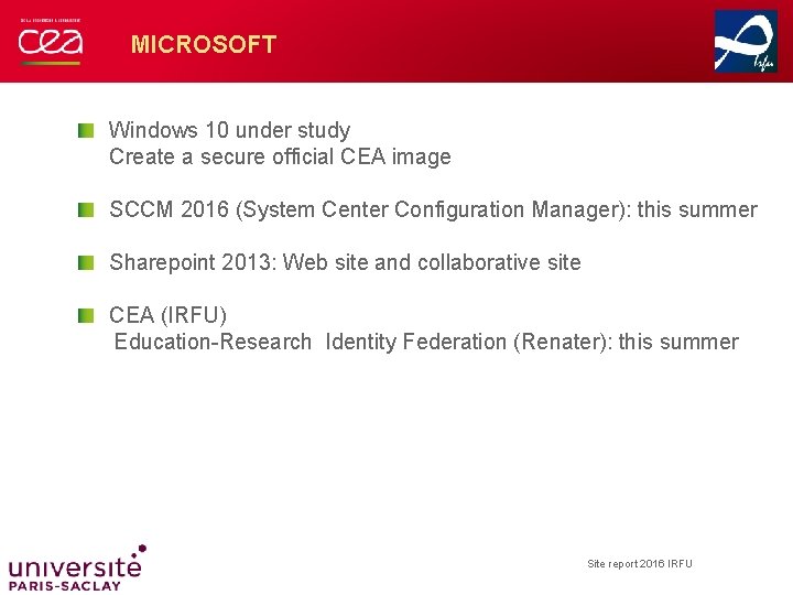 MICROSOFT Windows 10 under study Create a secure official CEA image SCCM 2016 (System