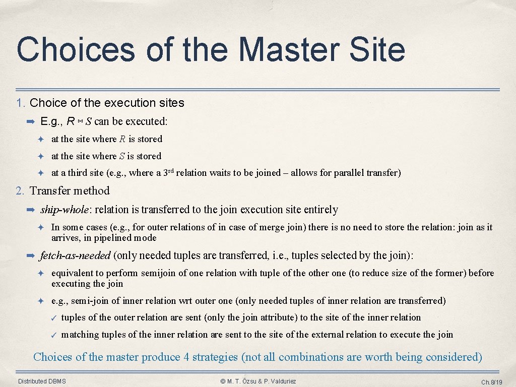 Choices of the Master Site 1. Choice of the execution sites ➡ E. g. Choices of the Master Site 1. Choice of the execution sites ➡ E. g.