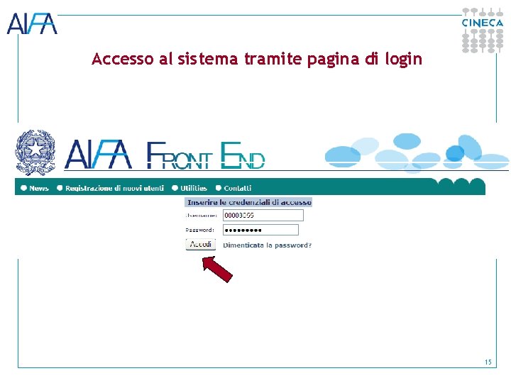 Accesso al sistema tramite pagina di login 15 