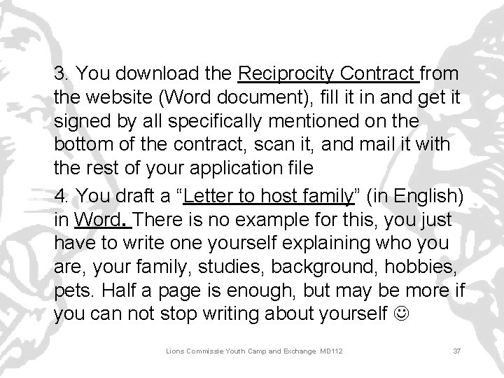 3. You download the Reciprocity Contract from the website (Word document), fill it in