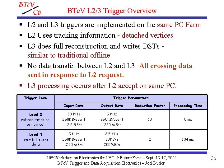 BTe. V L 2/3 Trigger Overview § L 2 and L 3 triggers are