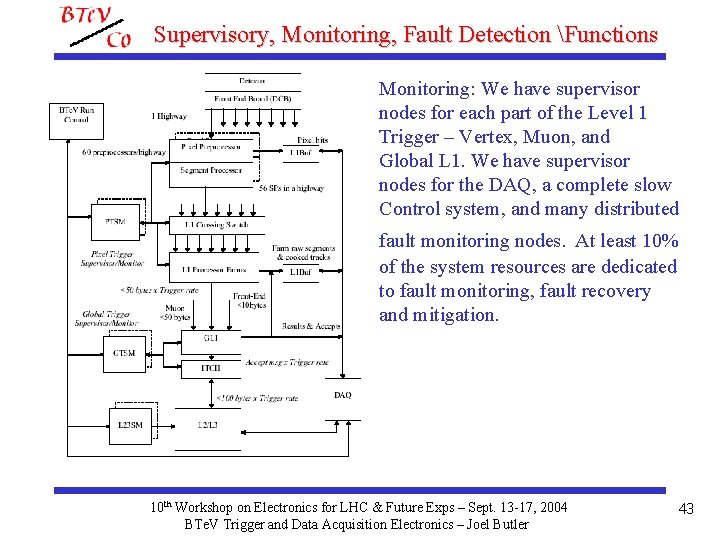Supervisory, Monitoring, Fault Detection Functions Monitoring: We have supervisor nodes for each part of