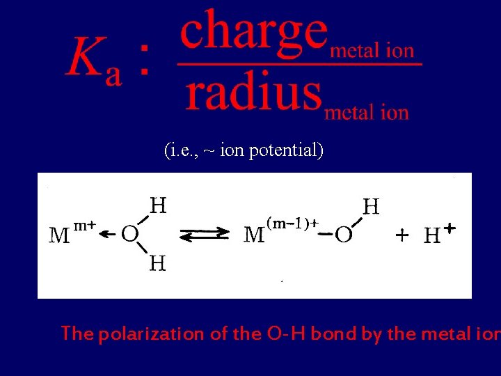 (i. e. , ~ ion potential) The polarization of the O-H bond by the