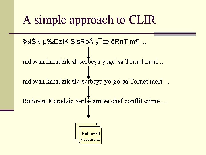A simple approach to CLIR ‰ìŠN µ‰Dz!K Sls. RbÃ y¯œ õRn. T m¶. .