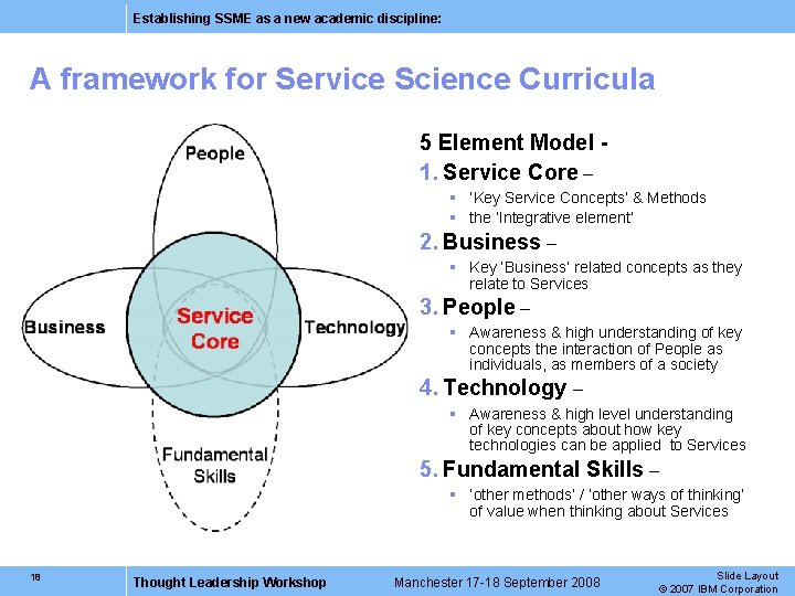Establishing SSME as a new academic discipline: A framework for Service Science Curricula 5